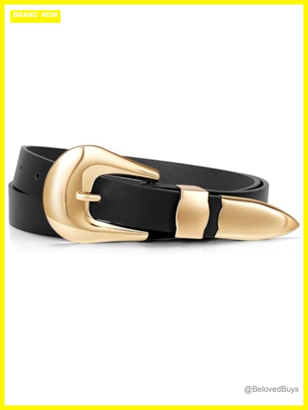 Women Faux Leather Belt with Gold Buckle Waist Belt for Jeans Dress Plus Size